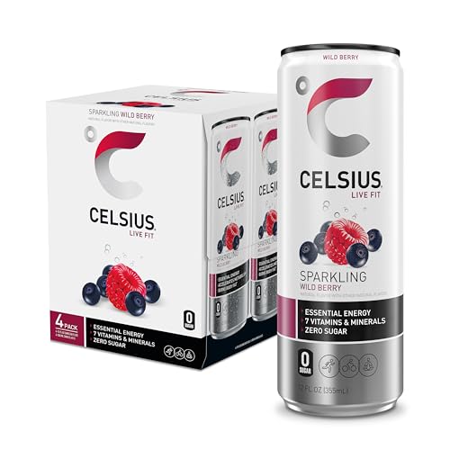 Image of CELSIUS Sparkling Wild Berry Energy Drink, 12 Fl Oz Cans, 4 Pack
