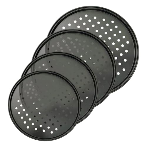 Moule à pizza en acier au carbone durable, lot de 4 plaques rondes rigides - 2