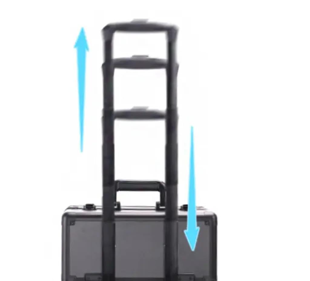 Kosmetikkoffer Trolley, Make Up Koffer Groß - Schminkkoffer mit Rollen - Makeup Organizer mit 2 Schlössern und Ein Ausziehbarer Griff - Beauty Case Schwarz Glatt