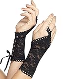 Material: 100% Polyester NET TOYS Armstulpen Spitze Handstulpen Gothic schwarz Barock Spitzenstulpen Burlesque Handschuhe Stulpen Tänzerin Damenhandschuhe Halloween Kostüm Accessoire Damen