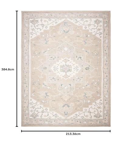 Image of 7x10 Ft Premium Wool Area Rug - Hand-Tufted Carpet for Stylish Living Rooms, Halls & Lounges