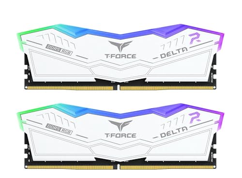 TEAMGROUP DELTA RGB 16GB (2 x 8GB) 288-Pin PC RAM DDR5 6000MHz (PC5 48000) Memory Model FF4D516G6000HC38ADC01 White