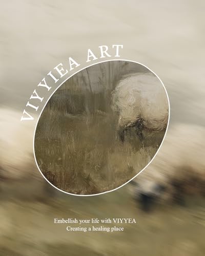 Image of VIYYIEA Vintage Gold Framed Wall Art for Living Room, Sheep Canvas Prints Home Decor, Oil Painting Picture, Bedroom Wall Decor Gifts for Friends or Family -【Valais Blacknose Sheep】-(16L x 12W)