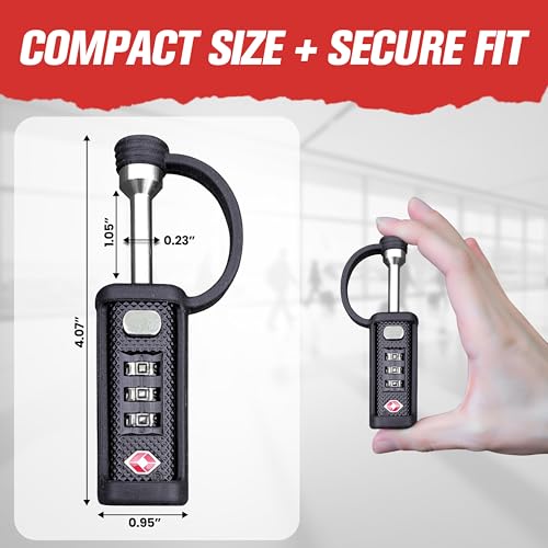 Image of TSA Approved Tactical Gun Case Lock - Protective Rubber Sleeve & Cut-Resistant MonoShaft - Secure Single Shaft Padlock for Guns Luggage Rifles Pistols & Revolver Cases - Child Safe