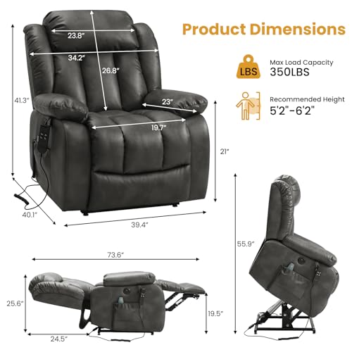 Image of Dual Motor Infinite Position Lay Flat Power Lift Recliner Chair for Elderly