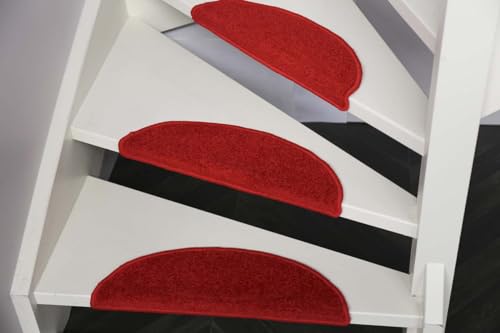 Carpe mathique® Stufenmatten Twist- 56x20 cm- Rot- 15 Stück | Treppenteppich | Treppenstufen |...