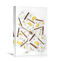 Canvas Wall Art Sliced Lemon Arrangement Chic Citrus Colorful Fruit Kitchen Multicolor Photography - 12x18 inches