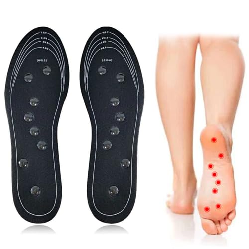 PYEUIFT Plantillas Fascitis Plantar Recortables, Plantillas Magnéticas de Acupresión, Soporte del Arco, Alivio del Dolor del Talón Plano, Absorción de Impactos, Plantilla Antifatiga EU41-46