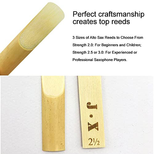 NICAVKIT 10 Pack Alto Saxophone Reeds 2.0/2.5/3.0, Alto Sax Reeds Strength 2.0 with Storage Box, Traditional Reeds for Alto Saxophone - Thumbnail 5