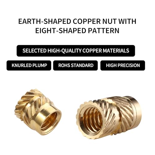 Gewindeeinsatz, Set mit 300 Einpressmuttern, PP Box, mit Etikett. M2 M2,5 M3 M4 M5 M6 Messing Gewindeeinsätze, gerändeltes Einschmelzgewinde, geeignet für Kunststoffteile im Gewindeeinsatz 3D Druck