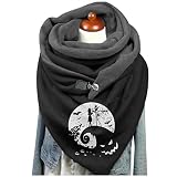 Schal Damen Herbst,Schal Damen Dreieck Groß Elegant Einfarbig Button Knopf Dreieckstuch Lässige Herbstschal Winterschal Karo Tartan Streifen Halstücher Herbstschal Weich Scarf