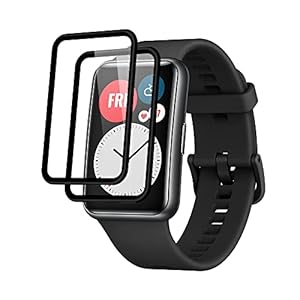 Niboow Schutzfolie für Huawei Watch Fit [2 Stück], 3D Kohlefaserkante Displayschutzfolie, Vollabdeckung Premium Flexibles Panzer Schutz Glas, Anti-Kratzer Blasenfrei Schutzfolie für Honor Watch ES