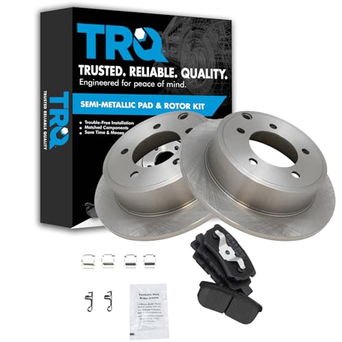 Image of TRQ Rear Brake Pad and Rotor Set Semi Metallic Solid