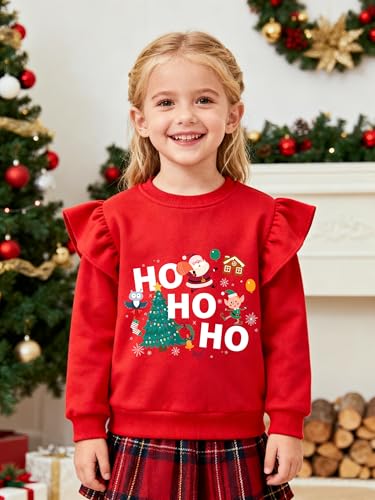 Image of EULLA Toddler Girls Christmas Sweatshirt Long Sleeve Snowman Deer Santa Claus Xmas Holiday Shirts for Kids Sweater 2-7 Years