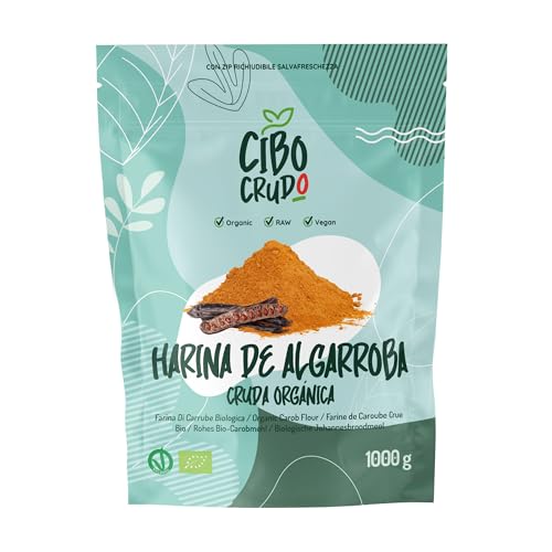 Harina de Algarroba Ecológica - 1Kg. Harina De Algarroba Sin Gluten Para Helados. Harina de Pulpa de Algarroba en Polvo. Raw Organic Carob Powder.