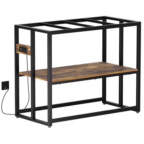 Image of Urban Deco 40 Gallon Fish Tank Stand with Power Outlets, 660LBS Capacity Aquarium Stand, Metal Fish Tank Stand Dual-Layer Design Terrarium Stand, Rustic Brown