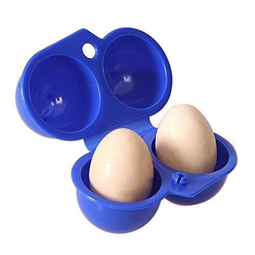 SUPOW® Outdoor Camping Hiking Portable Folding Plastic 2 Grids Egg Case Carrier Box Eggs Container Keeper Storage Box Hard Case with Handle (Blue)
