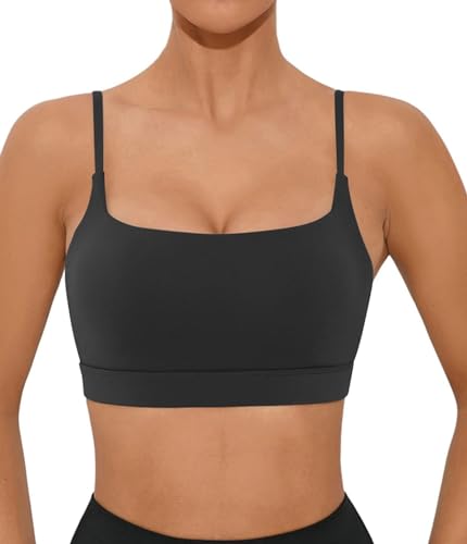Image of Comper Sports Bra for Women Wirefree Racerback Workout Bras Sexy Thin Straps Yoga Sport Bras with Removable Pads