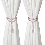 SUQ I OME 1 Pair of Luxury Crystal Beaded Magnetic Curtain Tieback and Holdback Curtain Clips Curtain Buckle Curtain Holder Blingbling Curtain Holdbacks for Drapes,Pink