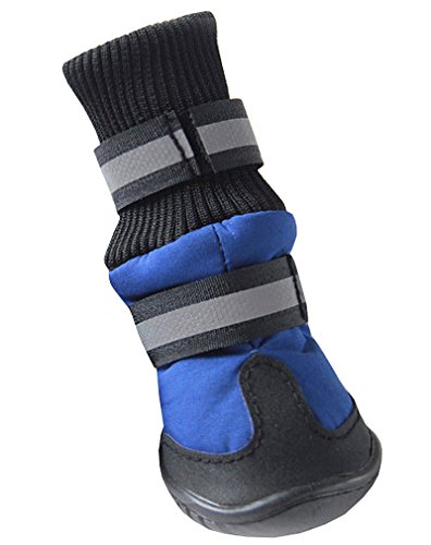 Hikong Lot de 2 paires de Chaussures pour votre animal de compagnie, Bottes en forme de chaussettes, imperméables et antidérapantes, pour neige ou pluie