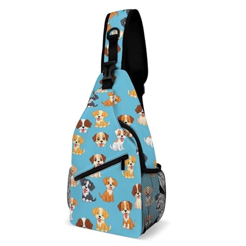 Sac de poitrine imprimé chien bleu idéal pour voyager léger