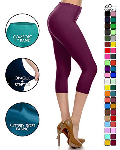 Image of Leggings Depot Women's High Waist Leggings Soft 1 inch Waistband Solid Pants - Regular, Plus, 1X3X, 3X5X