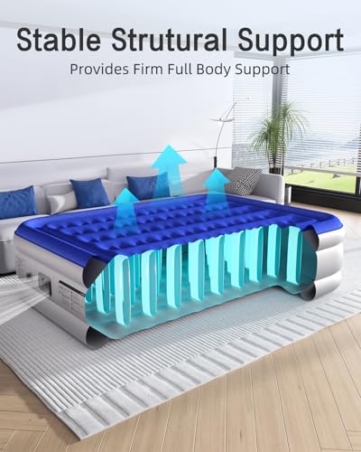 Xsleep Queen Air Mattress with Built in Pump 18"Raised Inflatable Mattress Queen Airbed Blow Up Mattress Luxurious Comfort for Home and Guests 80"*60"*18"Air Bed 3 Mins Fast Inflate/Deflate 660lbs Max — view 4