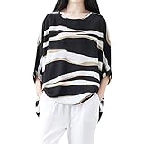 xmiral donna camicetta blusa elegante t-shirt crop top ragazza moda maglia maglione pullover elegante camicetta magliette maglietta donna tops stripe loose xxl nero