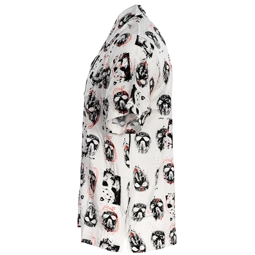 Friday The 13th Jason Mask Scribble White Rayon Button-Up Shirt – Officially Licensed2