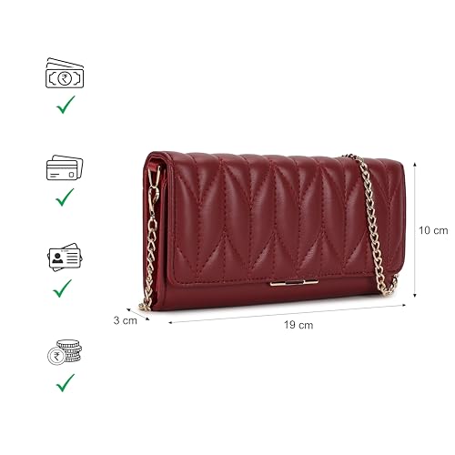 Image of Fastrack Zenith Women's Quilted Clutch | Detachable Chain, Card & Cash Slots, Magnetic Flap | Evening Clutch
