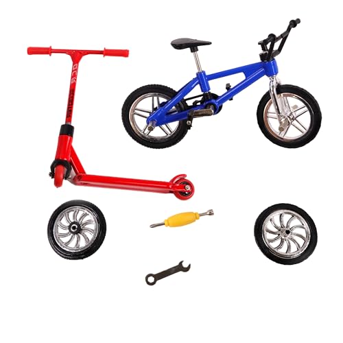 TROTTIFUN 031486 – Bicicleta e patinete, metal, bicicleta e patinete, dedo - brinquedo infantil, aniversário, brinquedo de roleta, a partir de 3 anos