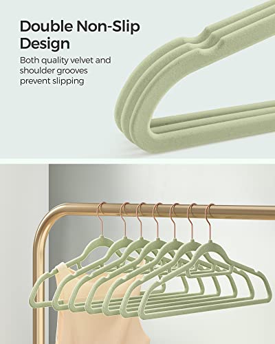 SONGMICS-Velvet-Hangers-Set-of-50-Non-Slip-Space-Saving-Clothes-Hanger-Rose-Gold-Swivel-Hook-02-Inch-Thick-171-Inch-Long-Lime-Green-BREANNA-Collection-UCRF021GR50