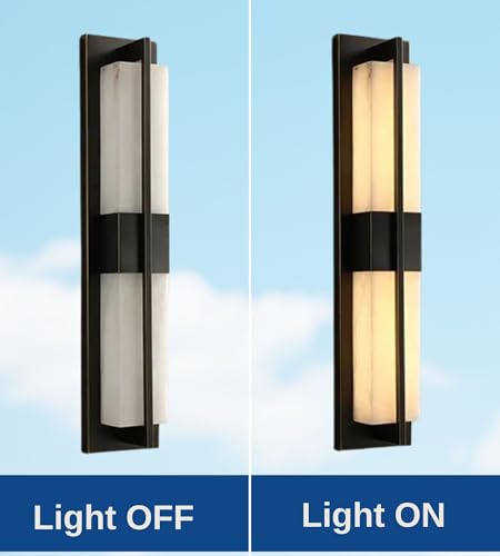 Image of Outdoor Wall Light Fixtures, Exterior Waterproof Lanterns, Porch Sconces Wall Mounted Lighting with Modern Frosted Glass, Black Aluminum Wall Lamps for Patio Front Door Entryway (MODERN BLACK, 24inch)