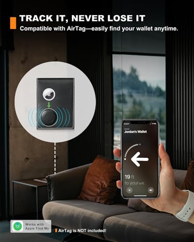 Airtag Wallet for Men, Bifold Full-Grain Leather Wallet for Apple Air Tag, Slim Men's Wallet with Airtag Holder, RFID Blocking, 12 Card Slots, Gift Box4