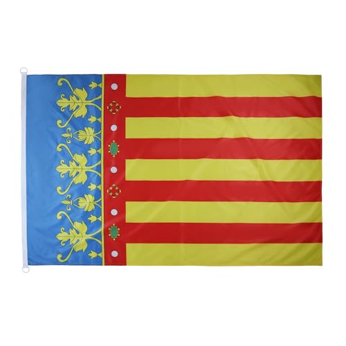 AZ FLAG Bandera de la Comunidad Valenciana 150x90cm Uso Exterior - Bandera Valenciana 90 x 150 cm Anillos