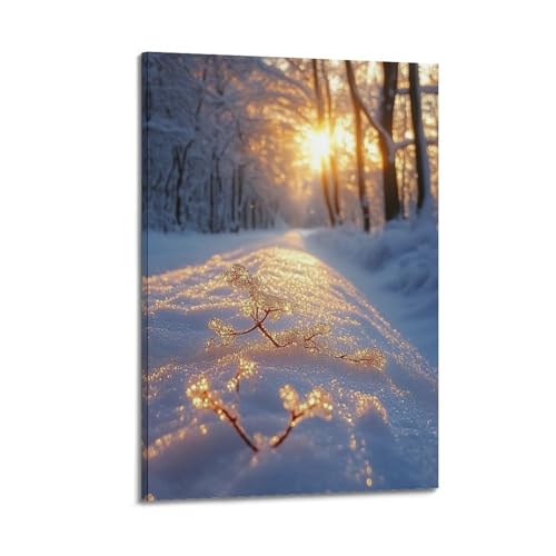 Poster paysage chemin enneigé JIDUHON deco murale toile moderne chambre adulte 40x60