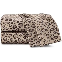 Martex Elegance 4-Piece Satin Sheets Set - Full Size, Leopard Print, Luxury Hotel Quality, Silky Soft & Smooth, Great for Hair & Skin, Brown