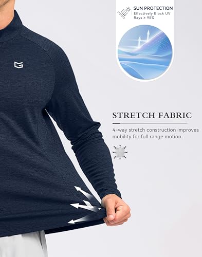 Image of G Gradual Men's Quarter Zip Pullover Running Athletic Shirts Long Sleeve | Lightweight, Quick Dry, Moisture Wicking, Sun Protection, 1 /4 Zip Golf Pullover for Men Workout, Gym, Hiking, Casual