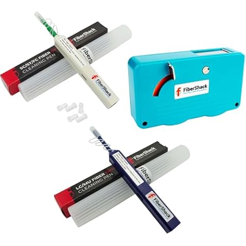 Fibershack - Fiber Optic Cleaning Kit Set - Dual Fiber Cleaner, SC Fiber Cleaner, LC Cleaning Pen for Fiber Cables and Optical Connector Cleaning Cover