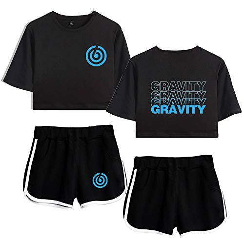 DAY6 Gravity Conjunto 2 Piezas Mujer Verano Completo Sportivo Short y Crop Top Chandal Gimnasio Traje de Running Ropa Fitness Sportwear Tracksuit Gymwear Sweatsuit Streetwear A15276TXDKBKL