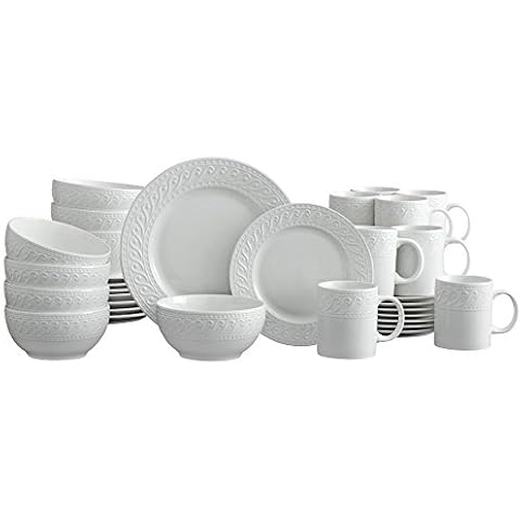 Pfaltzgraff Sylvia 32 Piece Dinnerware Set, Service for 8, White Cover