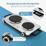 Clatronic® Edelstahl-Doppelkochplatte | Kochplatte mit 2 Kochfeldern | 2500W | elektrische Herdplatte mit Cool Touch-Griffen | Kochfelder mit Überhitzungsschutz | DKP 3668 E – Bild 5