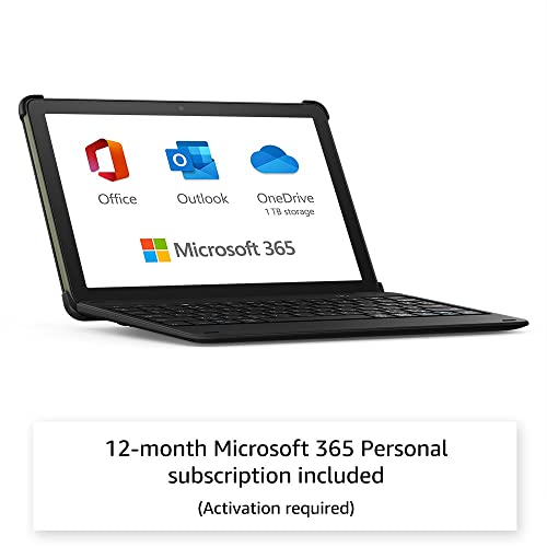 image for Amazon Fire HD 10 tablet, 64 GB, Denim + Bluetooth keyboard + 12-month