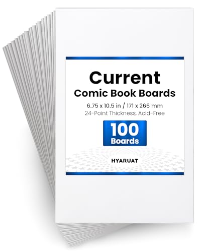 HYARUAT Current Comic Book Boards 100 Pack Acid-Free White Cardboard 24pt Precision Cut for Current Comic Bags Ideal for Storage & Archival