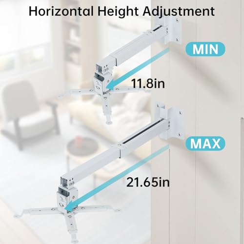 Runhike Projector Mounts Compatible with Epson Projector for Wall and Celling Mount,Ceiling Mount Compatible with Epson with Adjustable Height and Extendable Arms,White