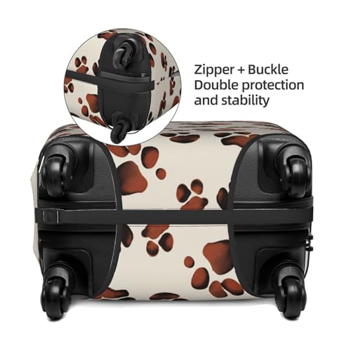 Luggage Cover Elastic Washable Suitcase Cover Dustproof Suitcase Protector Personalized Brown Paw Prints Travel Luggage Baggage Covers For 18-32 Inch4