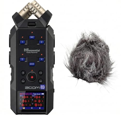 Image of Zoom H6essential 6-Track 32-Bit Float Portable Audio Recorder Bundle with WSH-4E Hairy Windscreen (H6essential + Windscreen)