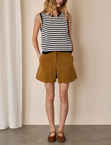 Image of Hongsui Women's Striped Color Block Sweater Vest Ribbed Knit Tank Tops Oversized Crewneck Pullover