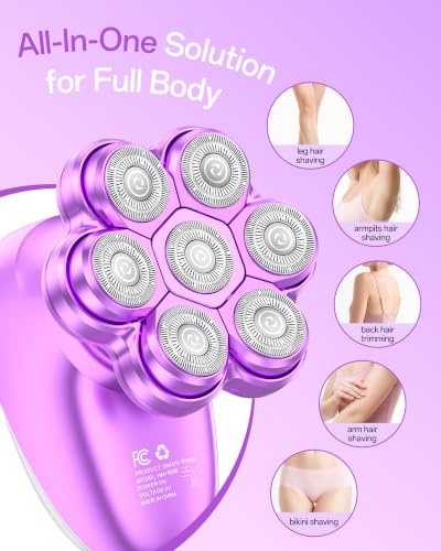 Image of Electric Razors for Women, 5-in-1 Womens Electric Shavers for Legs, 7D Waterproof Wet Dry Travel Body Hair Remover Bikini Shavers for Lady Face Underarms Public