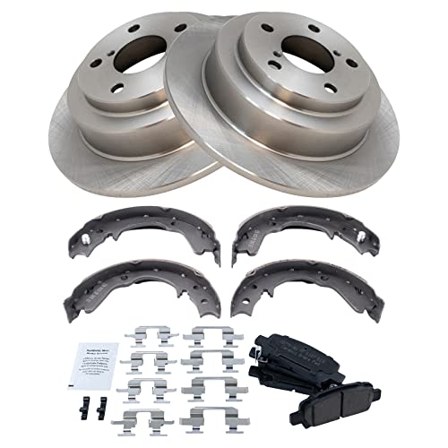 Image of TRQ Rear Brake Pad and Rotor Set Ceramic Parking Shoe Compatible with 1998-2003 Subaru Forester 1999-2003 Impreza